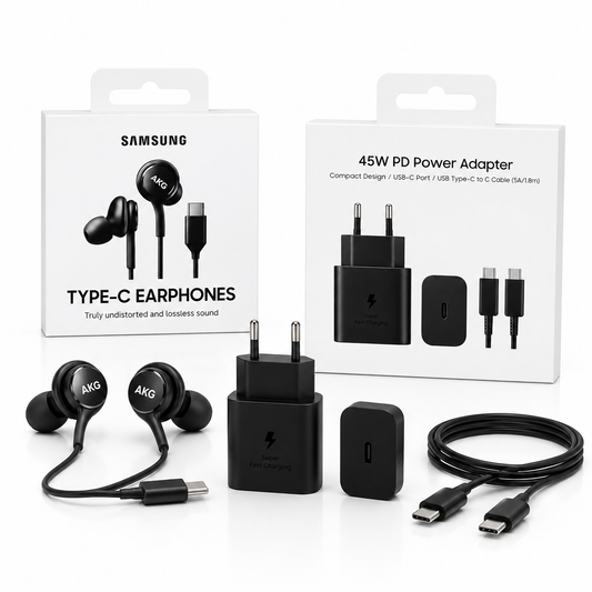 Cargador Samsung 45W + Manos Libres AKG — Carga Super Rápida + Audio Premium