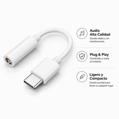 Adaptador USB-C a Jack 3,5 mm para Audífonos - Conecta y Disfruta