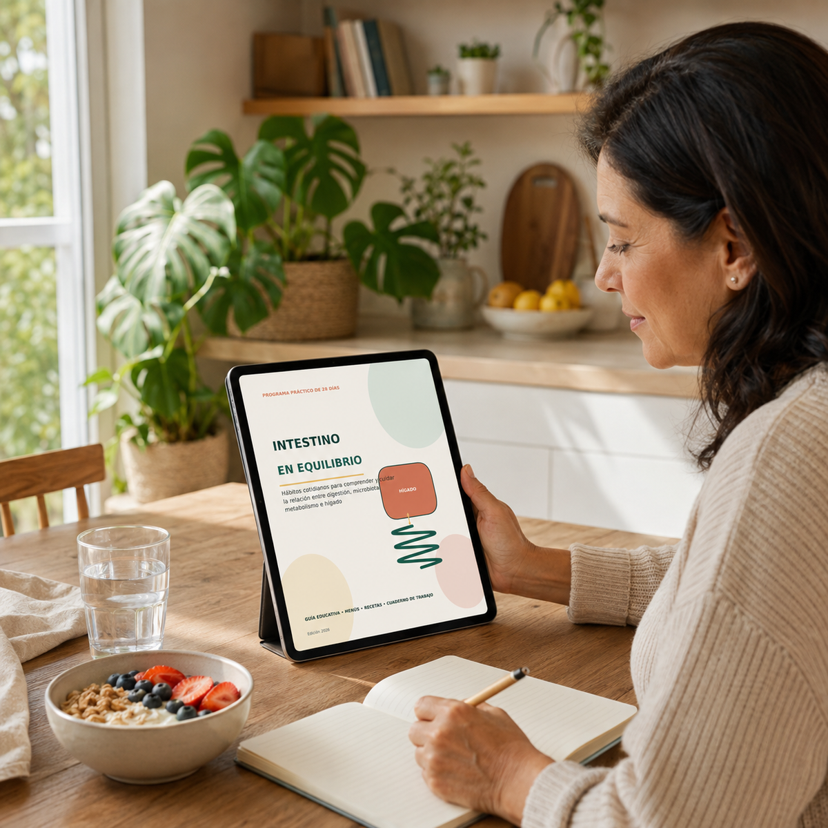 Lifestyle - Mujer leyendo Intestino en Equilibrio en tablet