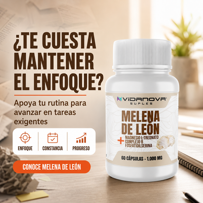 Melena de León Fortificada — Foco, Memoria y Energía Mental | 60 Cápsulas + E-book Gratis