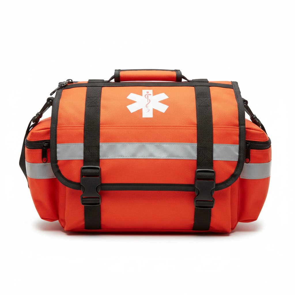 Bolso de uso médico naranja con símbolo Star of Life del Pack Hogar Preparado Pro