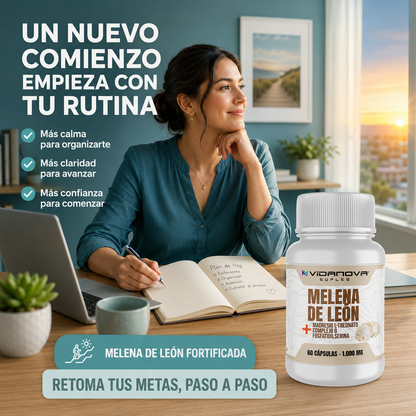 Melena de León Fortificada — Foco, Memoria y Energía Mental | 60 Cápsulas + E-book Gratis